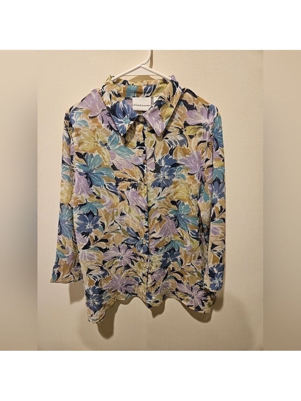 ALFRED DUNNER VINTAGE TRANSLUCENT FLORAL BLOUSE SIZE 12